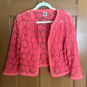 Anne Klein Floral Lace Mesh Cardigan